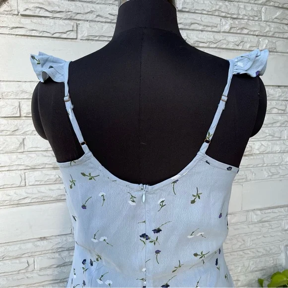 NWOT Powder Blue Floral Mini Dress - Picture 6 of 8